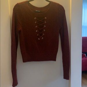 Express maroon crop sweater